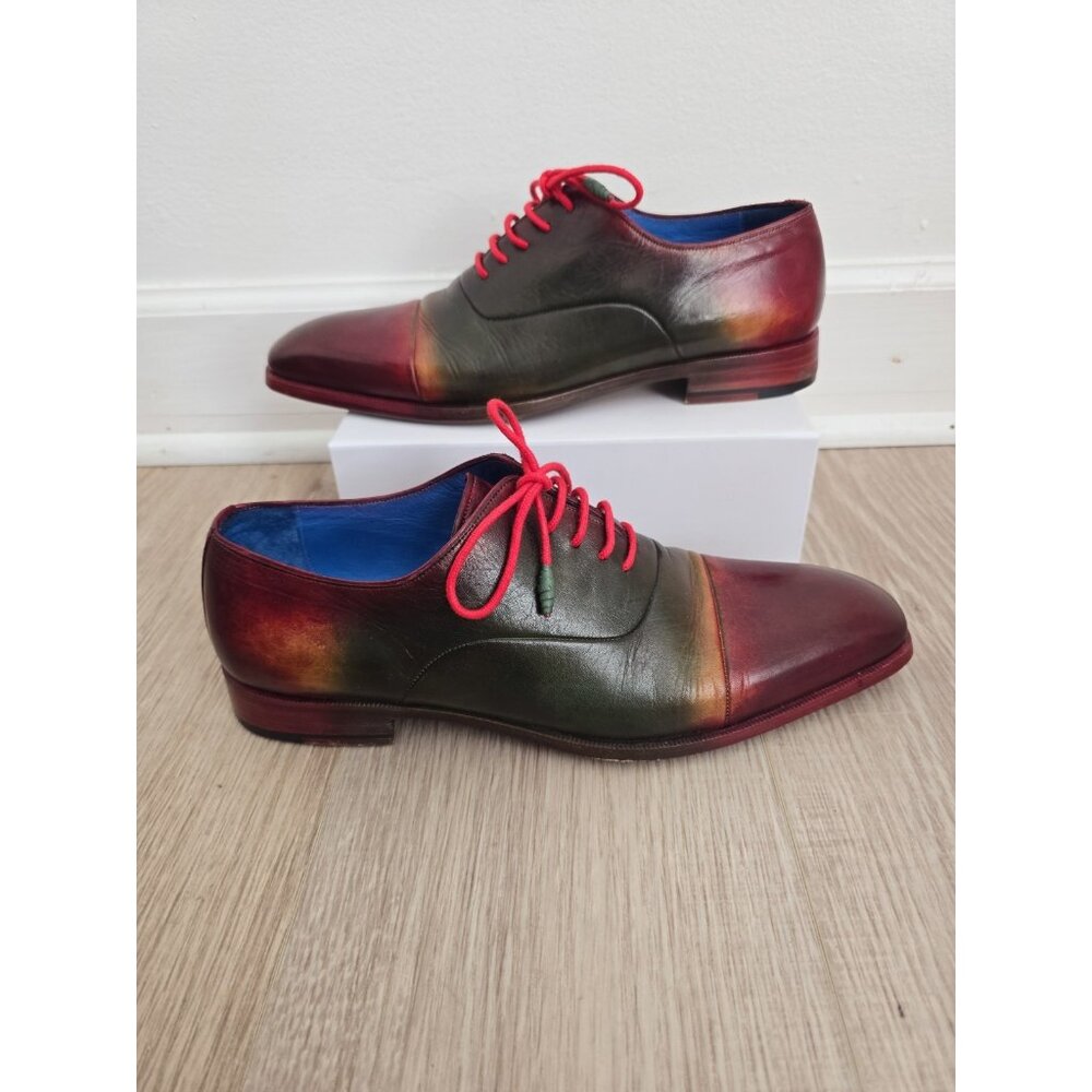Paul Parkman Cap toe Multicolor Burnish Leather Oxford Dress Shoes 43 9.5 10